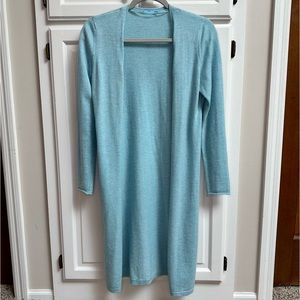 J. McLaughlin Dara Cashmere Long Line Open Cardigan Light Blue Size Small